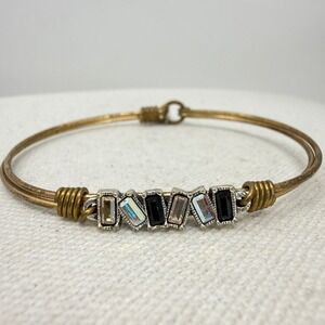 Luca + Danni Bangle Bracelet Inspirational Black Rhinestones‎ Gold Tone